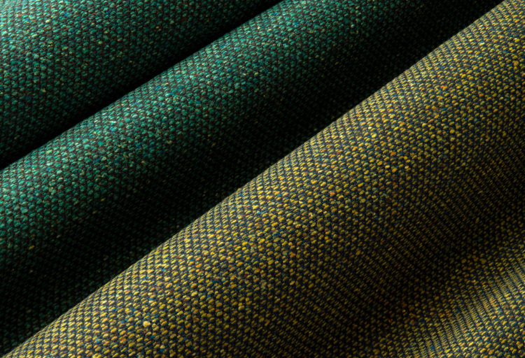 Luum Loom Textiles Oeuvre close-up of greens, olives, and blue greens