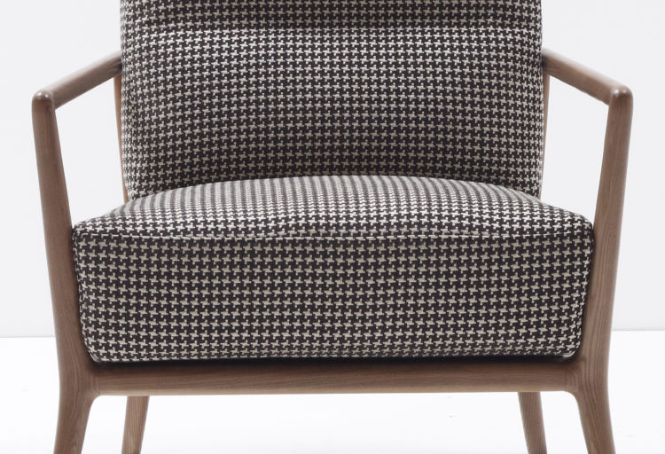 Carlton Armchair for Nube front view Houndstooth upholstery