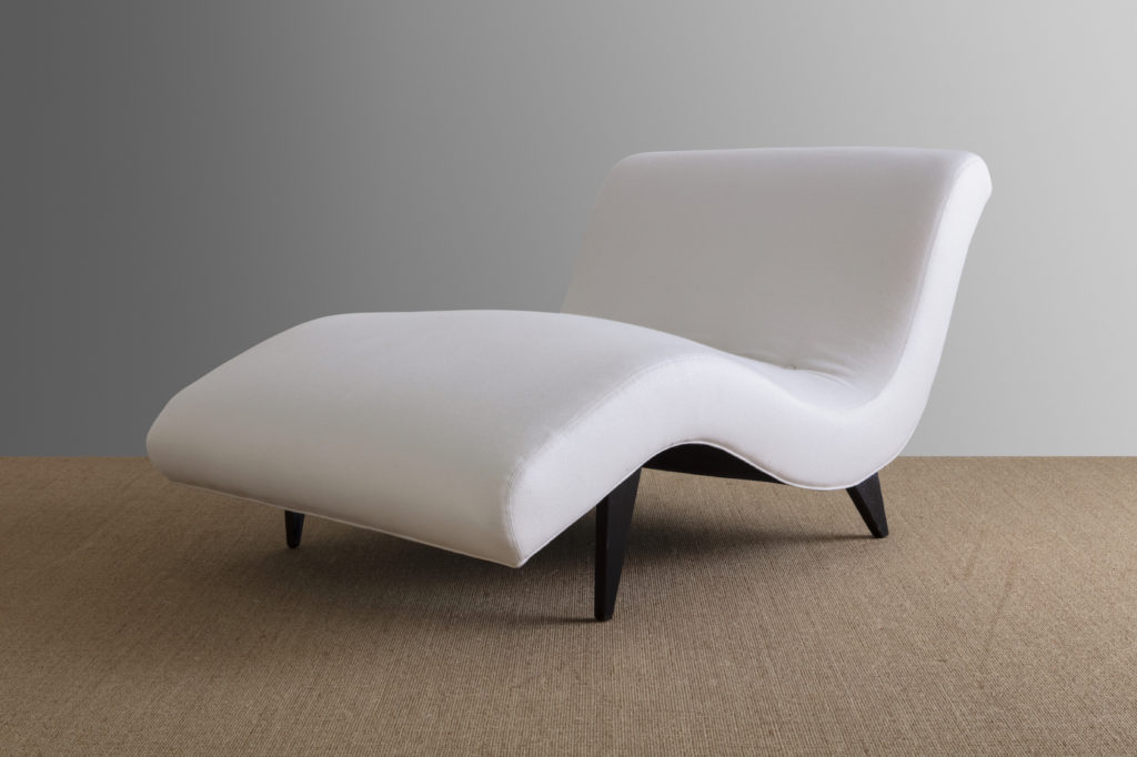 Greta Magnusson Grossman chaise lounge with ivory upholstery