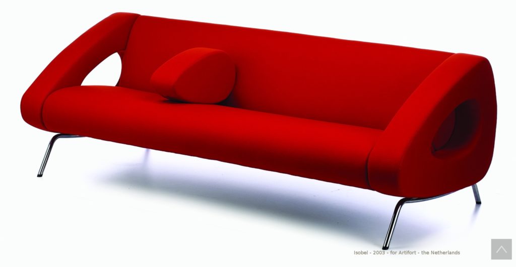 Michiel van der Kley Isobel Sofa front view in red with single pillow