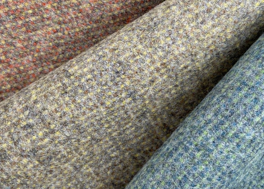 Luna Textiles Off the Grid Mason felt textile in variegated patterns with orange, gold, blue