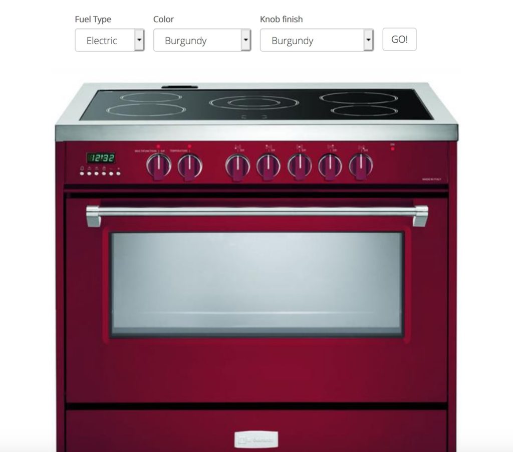Verona's Range Builder Tool sample from interface in Electric, Burgundy body, and Burgundy knobs 