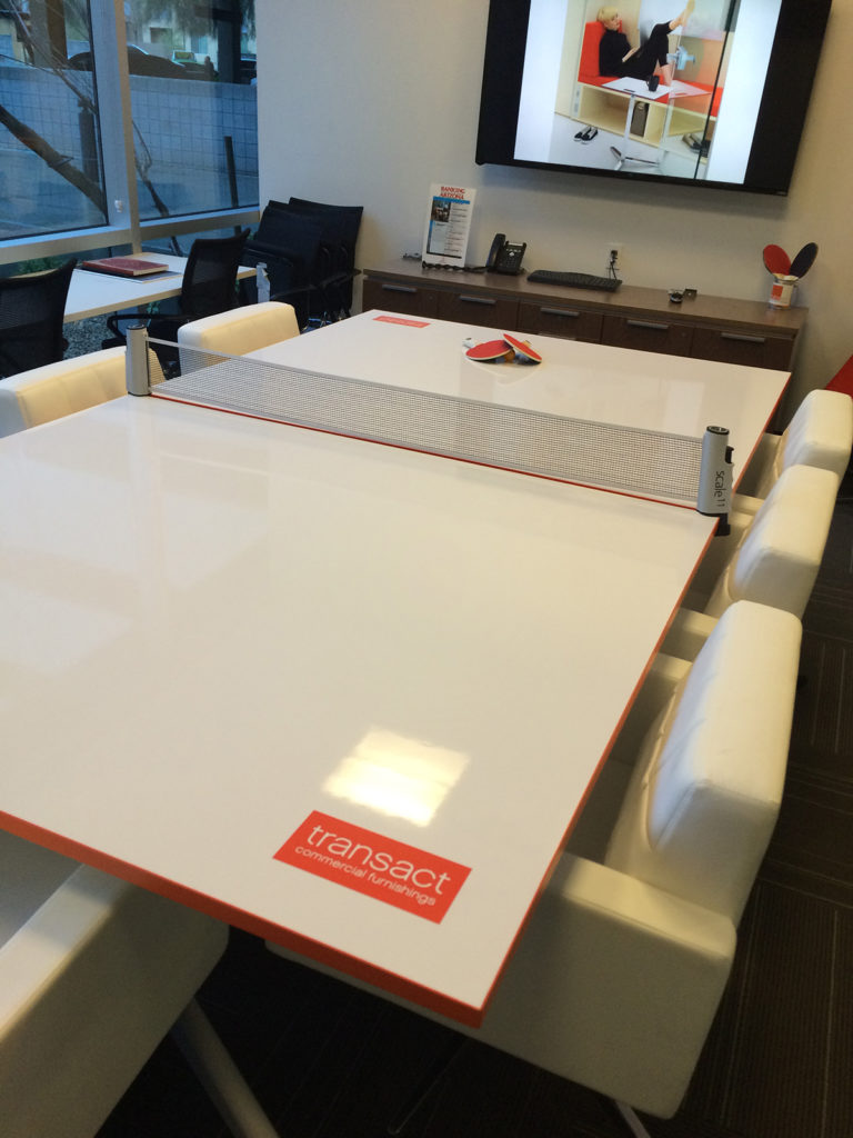 Nomad Sport Table with ping pong net and chairs