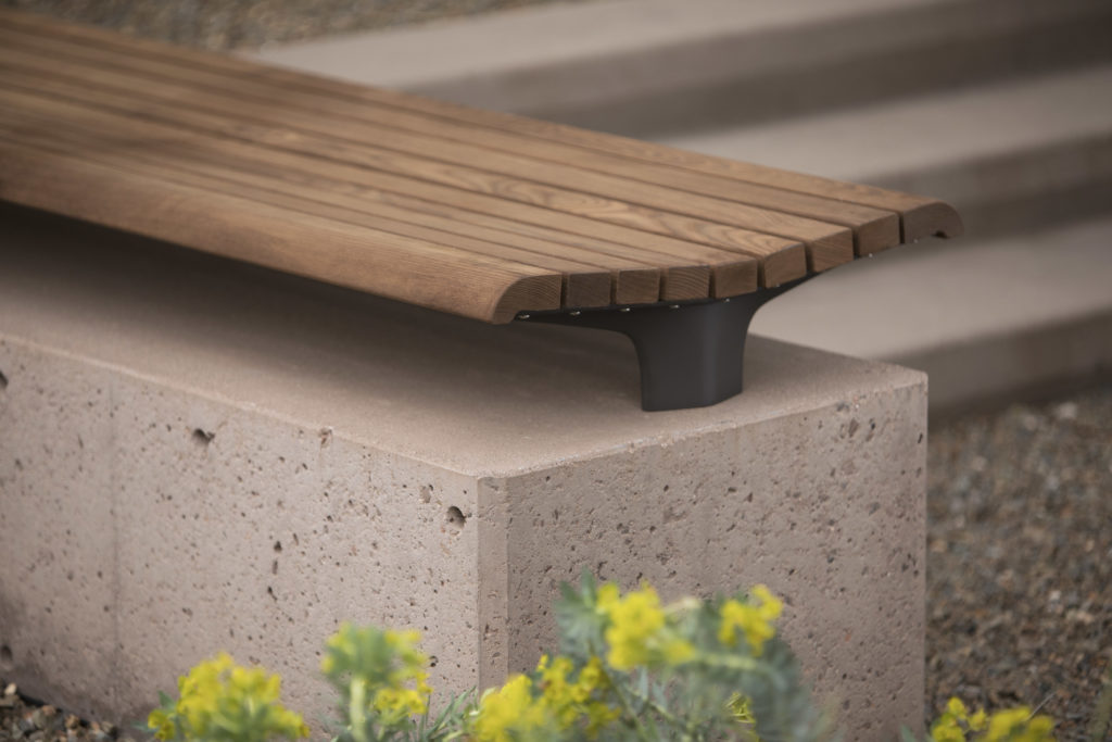 Generation 50 Bench mounted on concrete partial view/detail