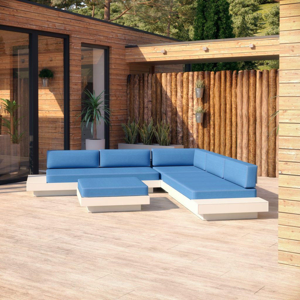 Loll Designs Outdoor seating Platform One Collection on deck of nice wood paneled house