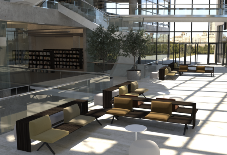 Arper Innovates Kiik seating in building lobby
