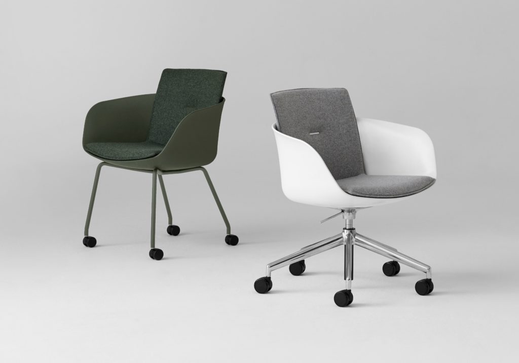 Davis Furniture's Lightwork Seating  two chairs green and two tone gray/white