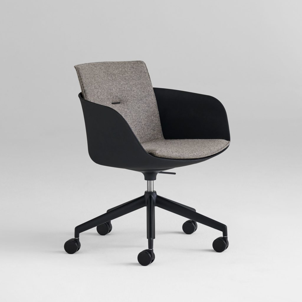 Davis Furniture's Lightwork Seating  side view gray and black