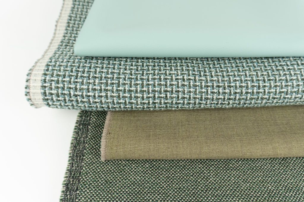 Luna Textile's Paradigm Collection four styles in greens/browns detail