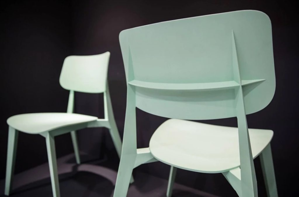 Nuans' Stellar Chair mint green front and rear views