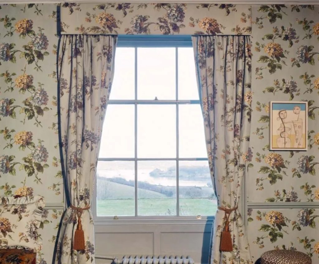 House of Hackney white floral wallpaper with window