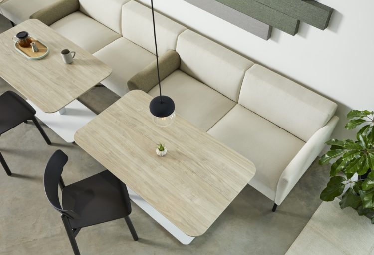 Jetty:Mod by Allsteel sofa, table, chair from above