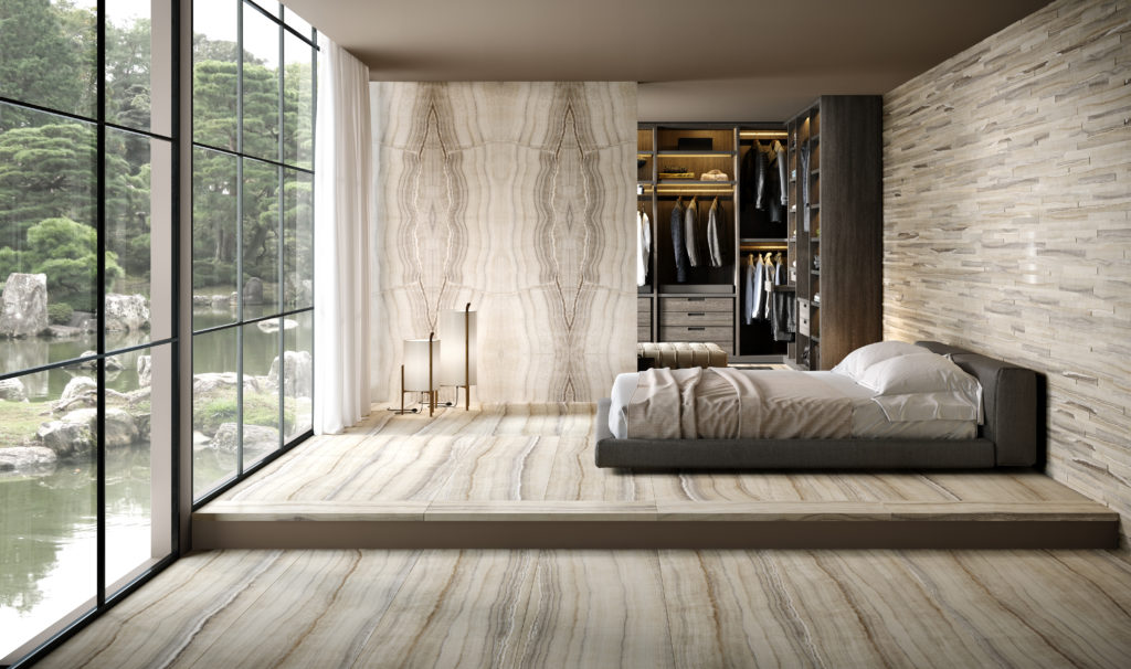 porcelain surfaces Barcelona on floor and wall of bedroom