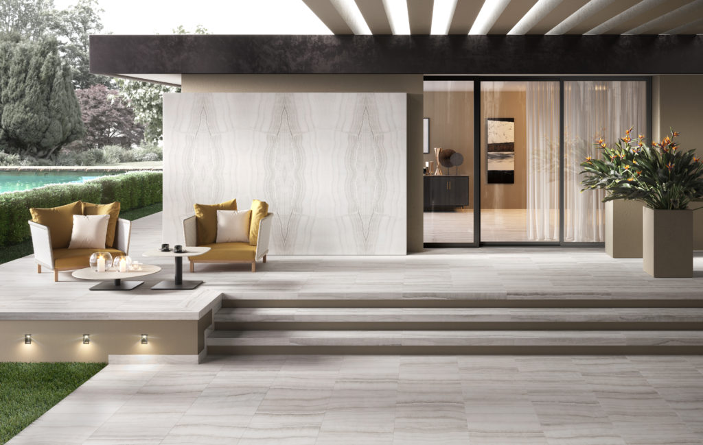 Porcelain Surfaces Barcelona on outdoor patio and wall 