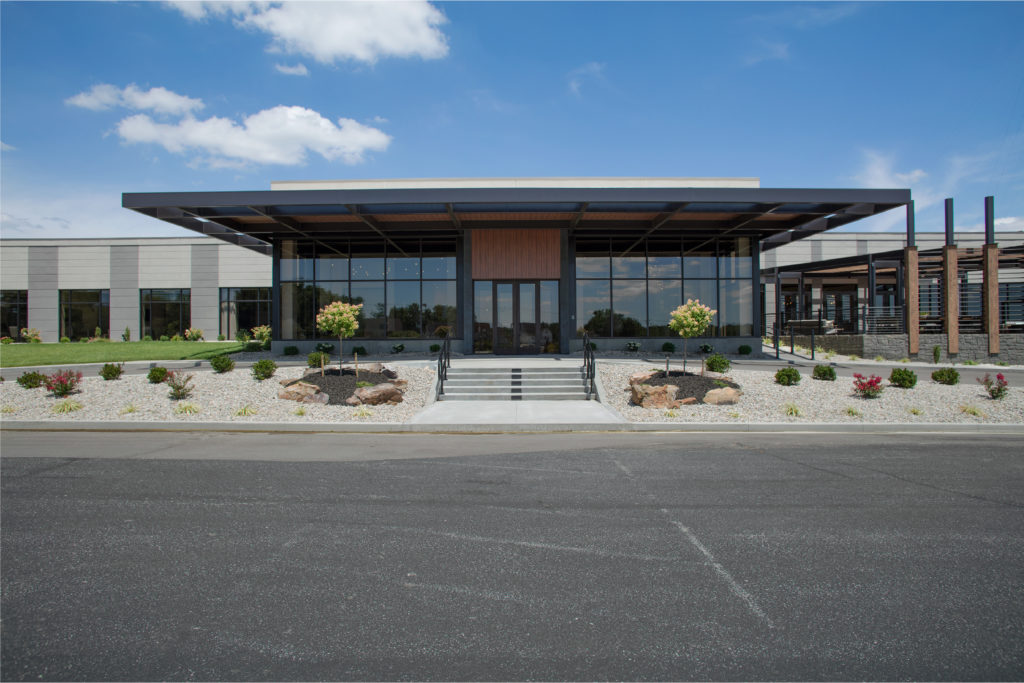 Exterior of Kimball International's Recently Remodeled Headquarters in Jasper, Indiana where they received the WELL Health and Safety seal