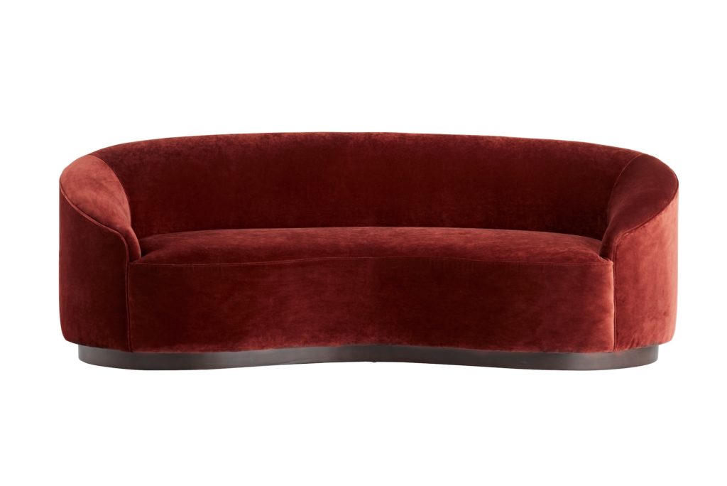 Turner Small Velvet Sofa front  view in red