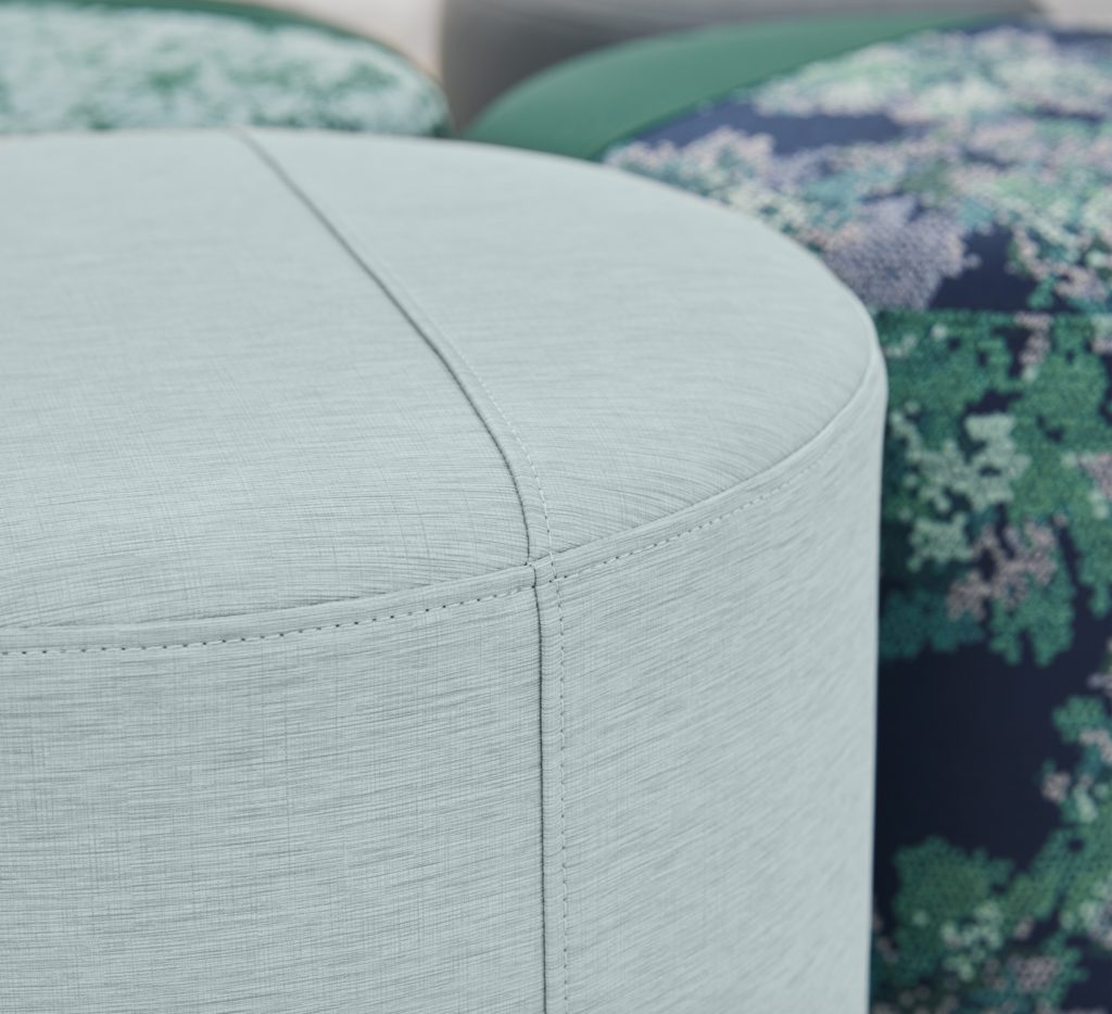 HBF Textiles Summer Fabrics Here and There mint on ottoman