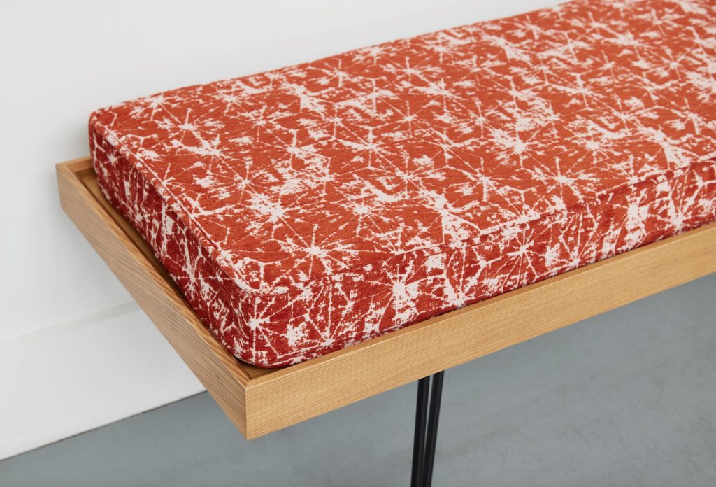 HBF Textiles Summer Fabrics Soft Angles 2.0 orange on bench