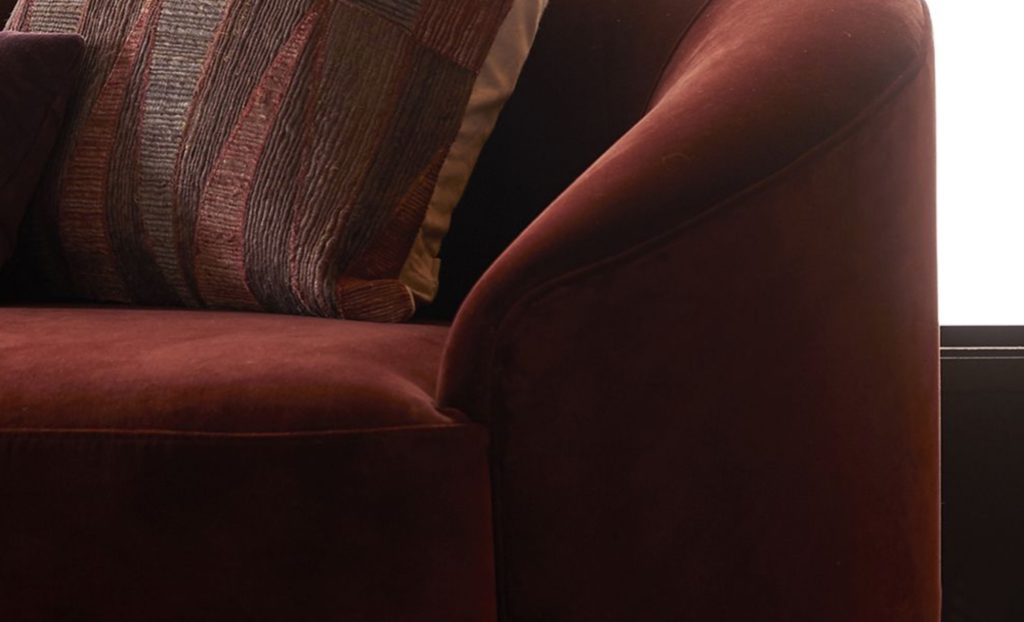 Turner Small Velvet Sofa in red detail