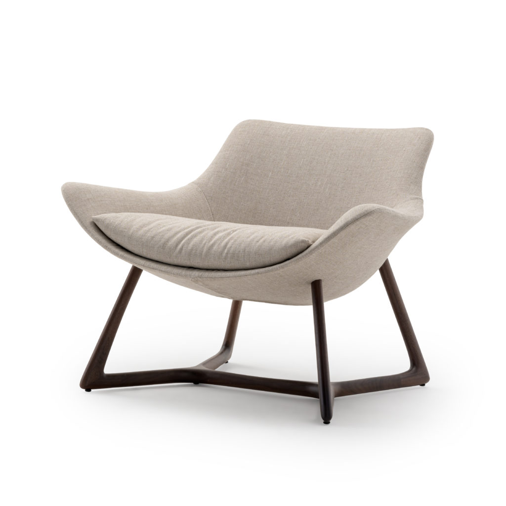Lyra chair by Turri angled view in putty
