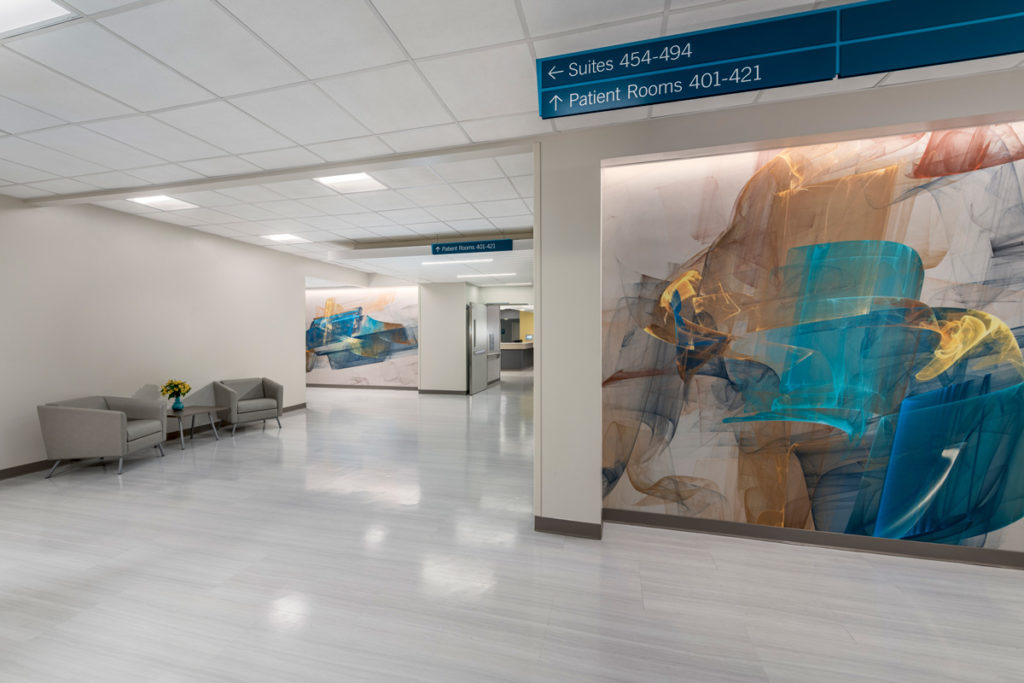 H.E. Williams patient lighting corridor with recessed lighting