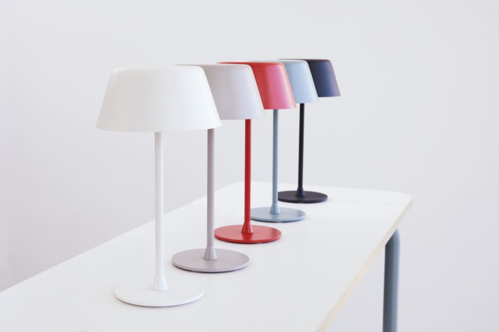 Teknion Routes five desk lamps in varied colors
