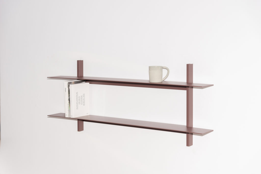 Util Plié wall shelves two shelvs brown with cup and books