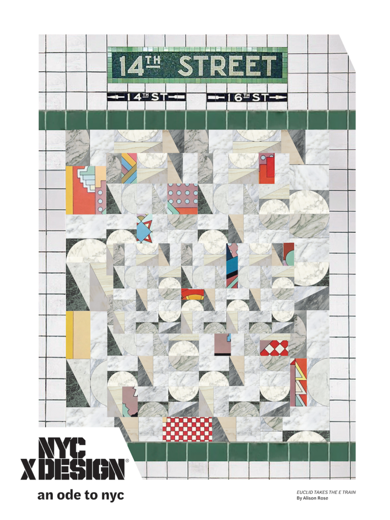 Ode to New York: Euclid Takes the E Train poster by Alison Rose cubist representation of a ny subway map
