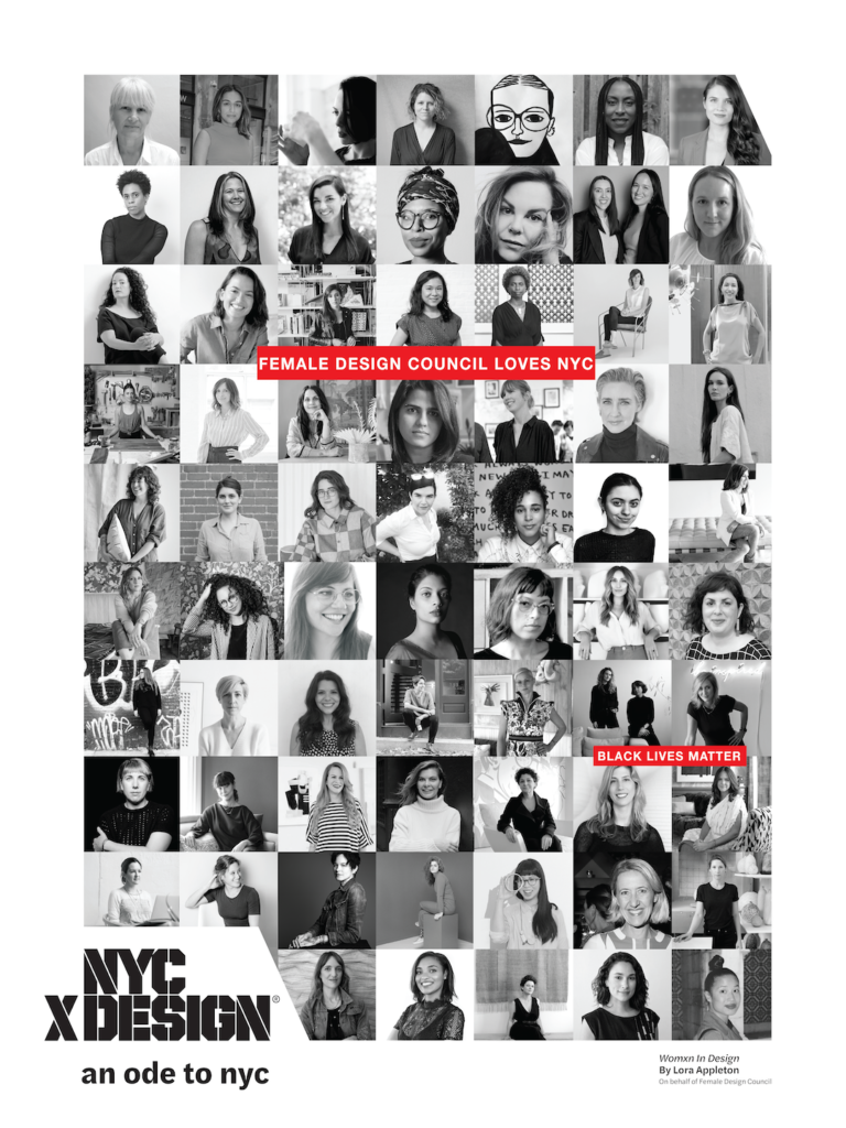 Ode to New York Women in Design poster by Lora Appleton thumbnail images of women designers in black and white