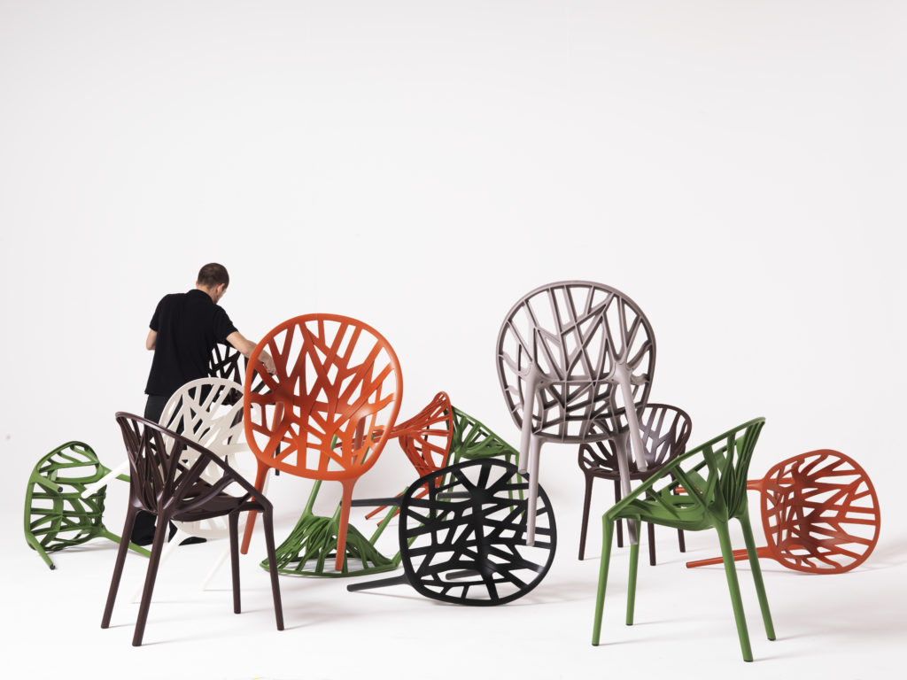 Vitra Vegetal several chairs in different colors with man
