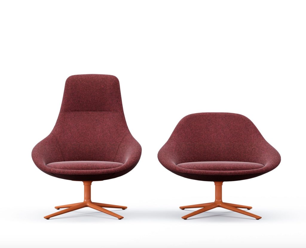 Cove high-back two chairs in maroon facing front