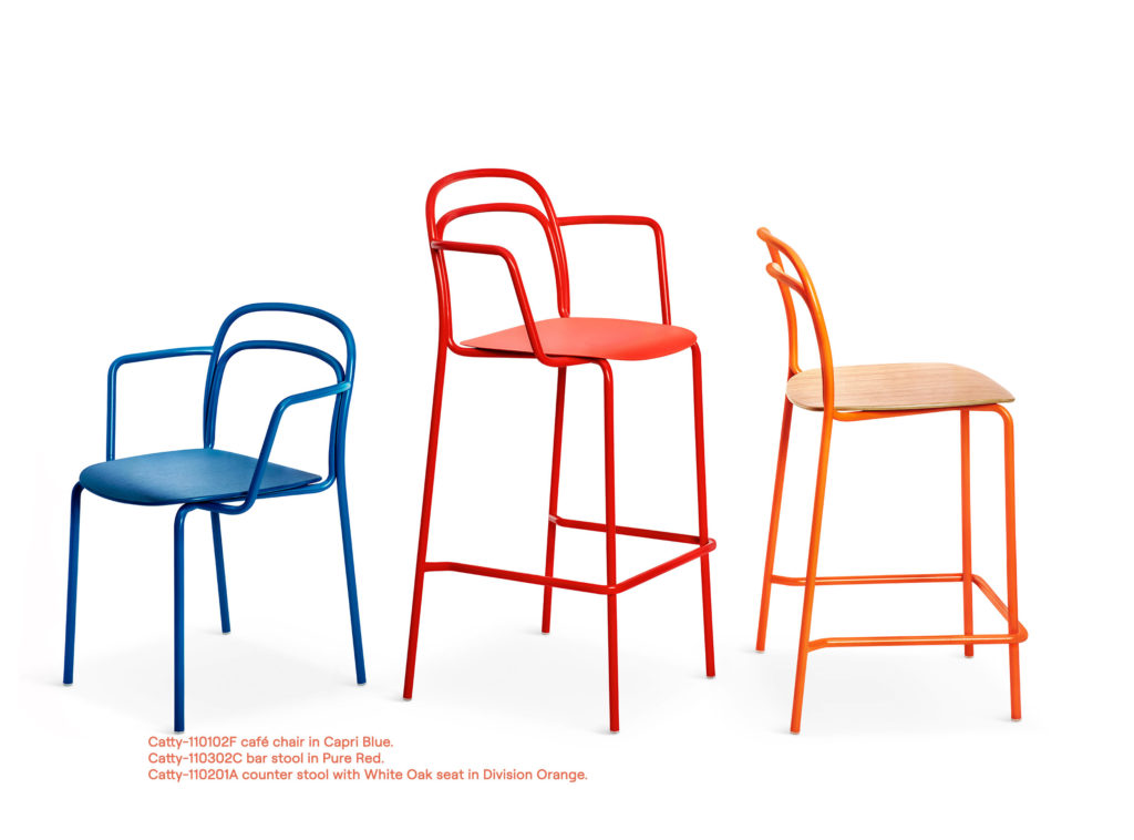 Division 12 Catty chair three heights in blue, red, orange