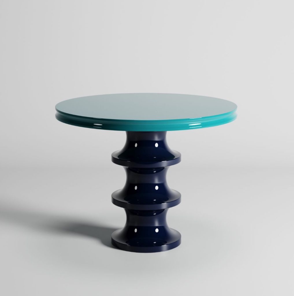 Blue Spiralizer occasional table