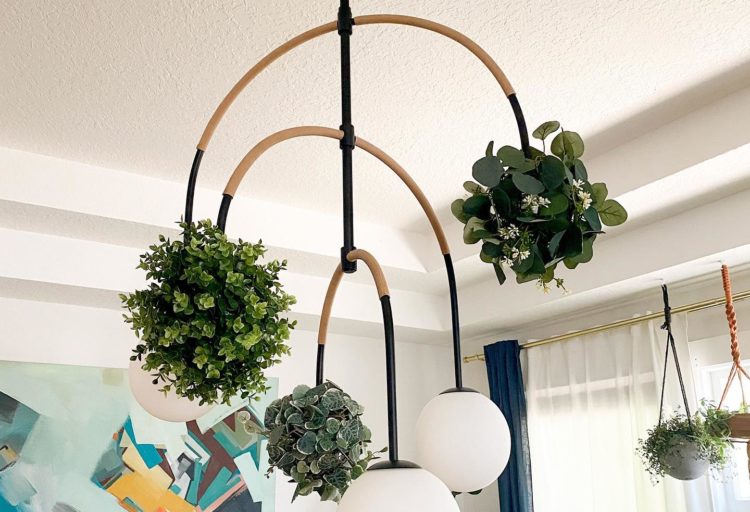 Verdo chandelier with plants in kitchen
