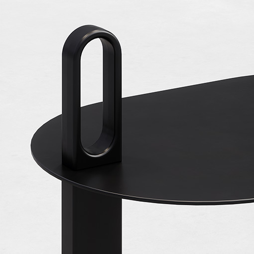 Alden Side Table black handle detail 