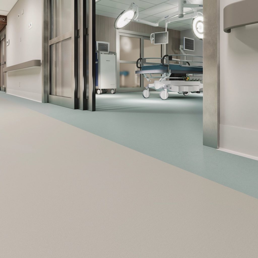 Legato in patient room light blue and gray