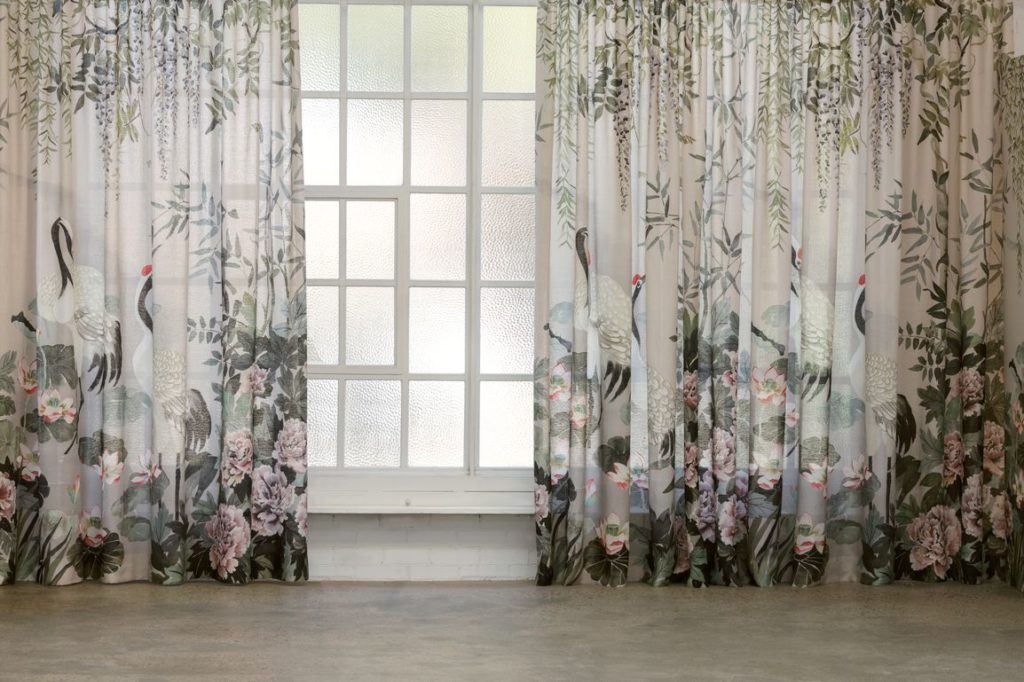 Mokum Oasis textile on white curtains 