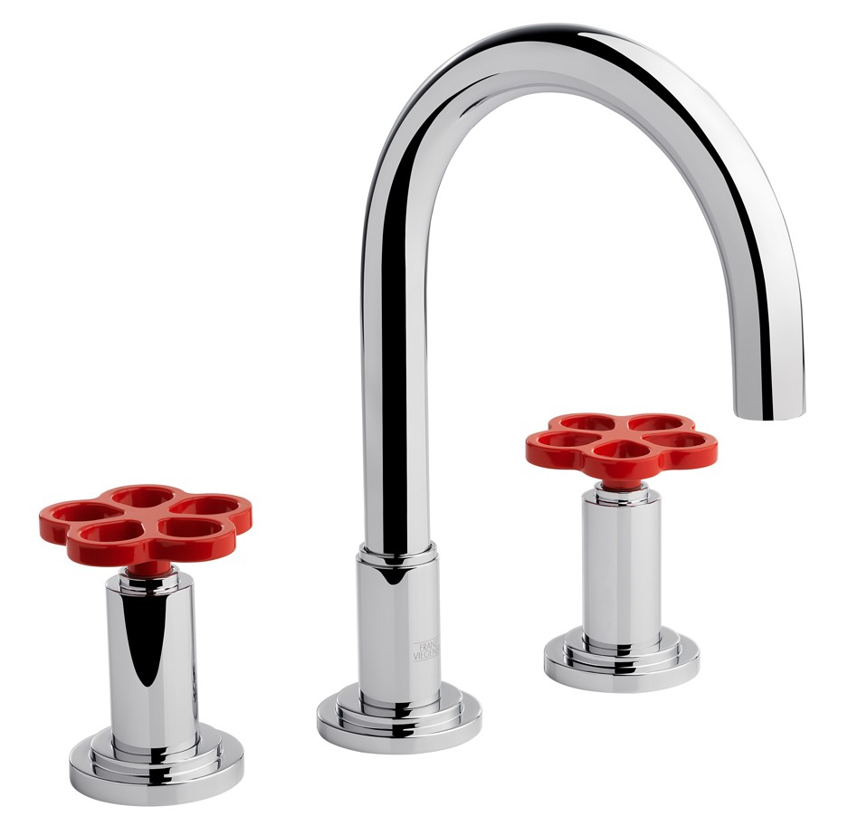 Industrial Chic deck-mounted faucet in red
