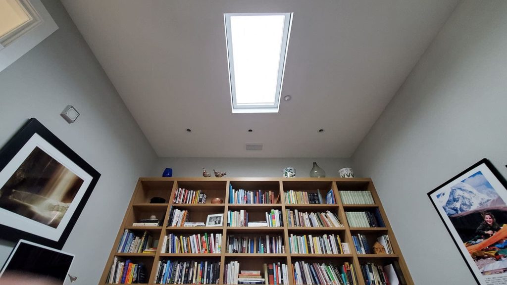 Lightglass on ceiling in home library