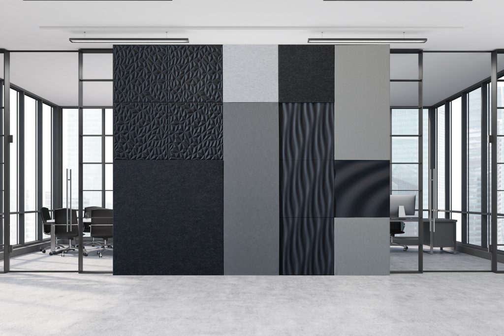Cambio wall panels office partition in gray, black, white