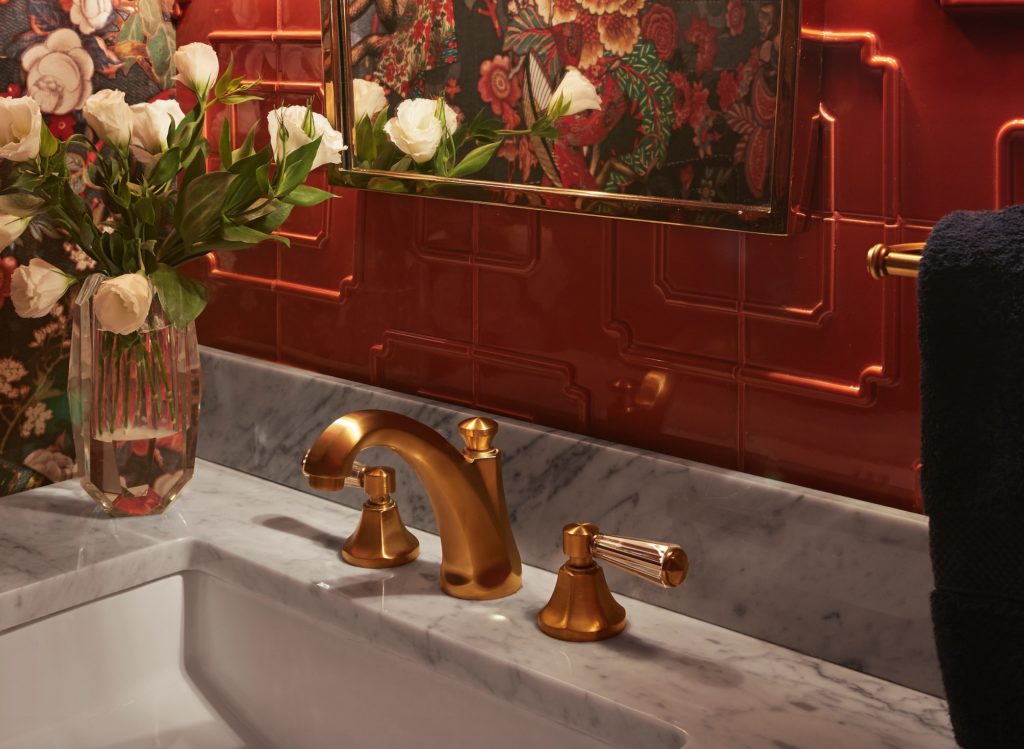 Newport brass Metropole in ornately decorated bathroom