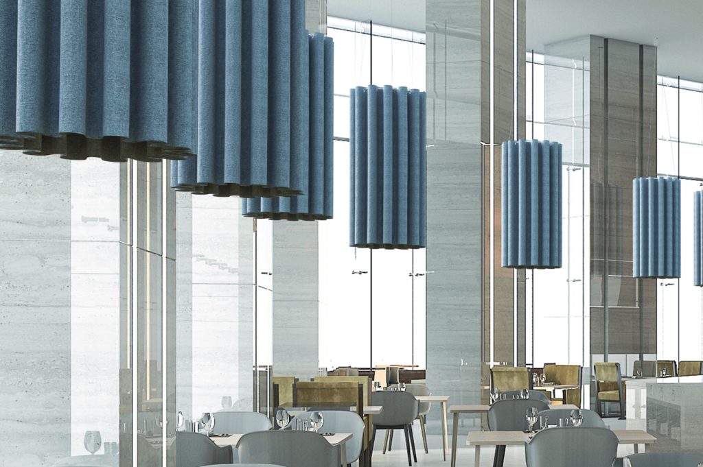 Blue elements in fancy dining room