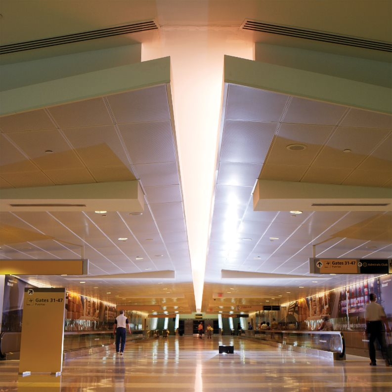 JFK airport perforated metal ceiling panels in terminal