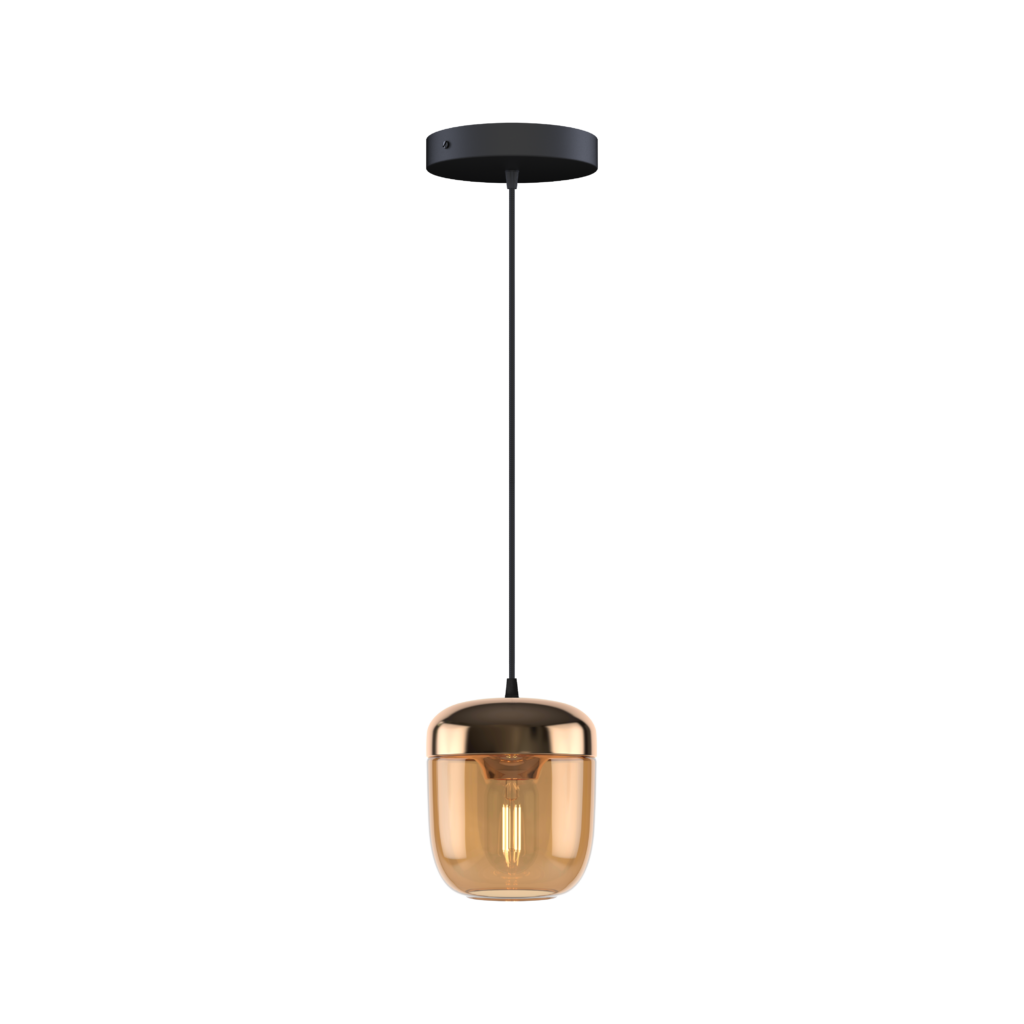 Acorn light with amber diffuser and copper housing