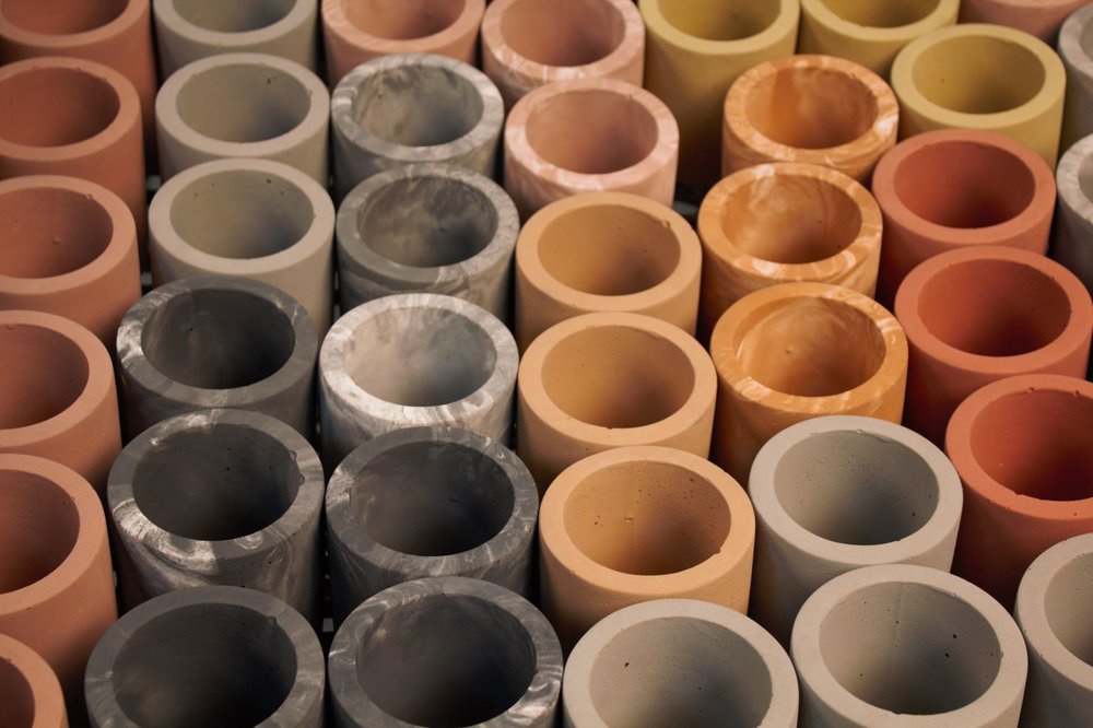 samples of finished cylinders in different colors