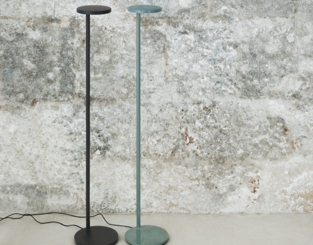 two floor lamps black and green