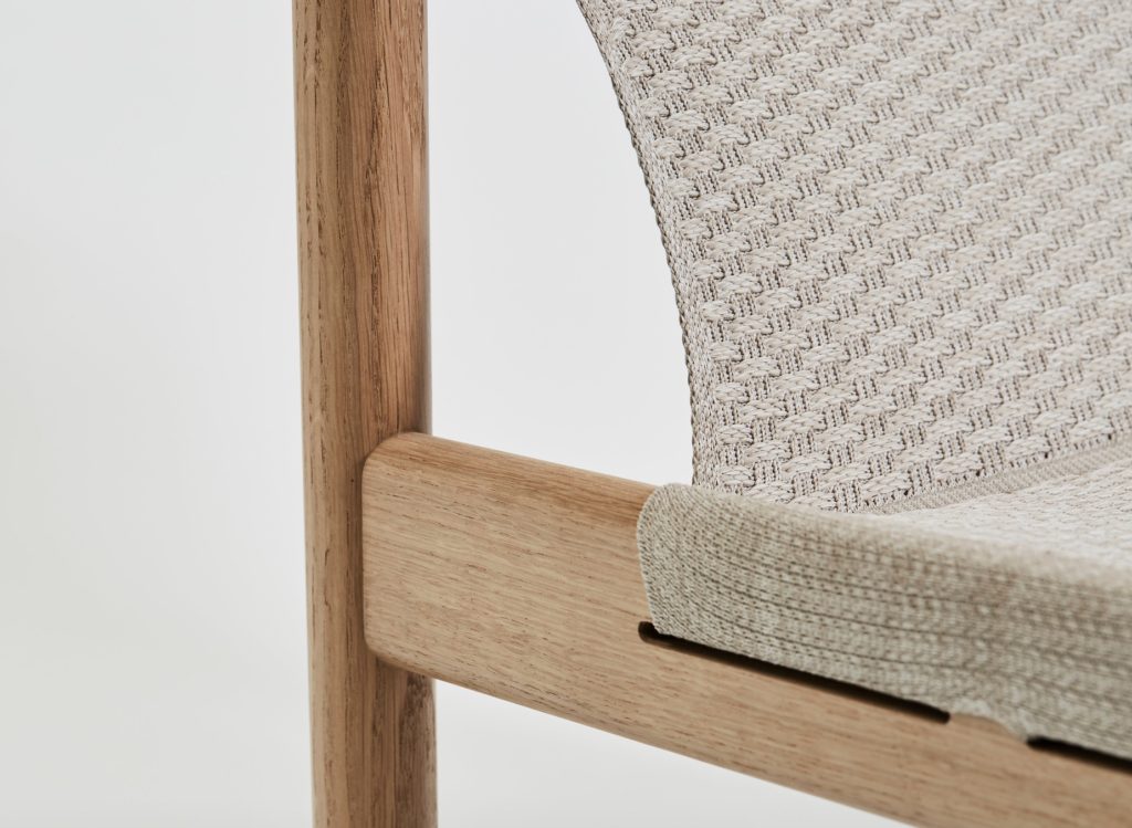 Chair detail showing Camira knit textile fabric