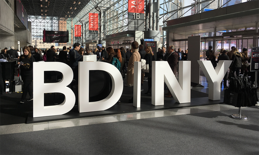 Image inside BDNY exhibit with big BDNY letters