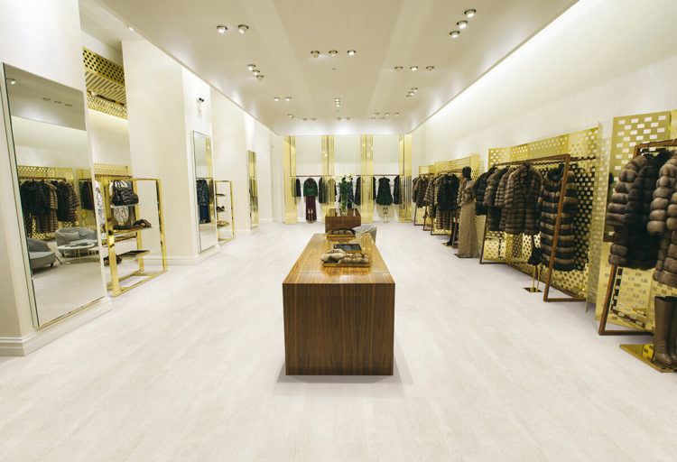 cork flooring in woman's clothing store