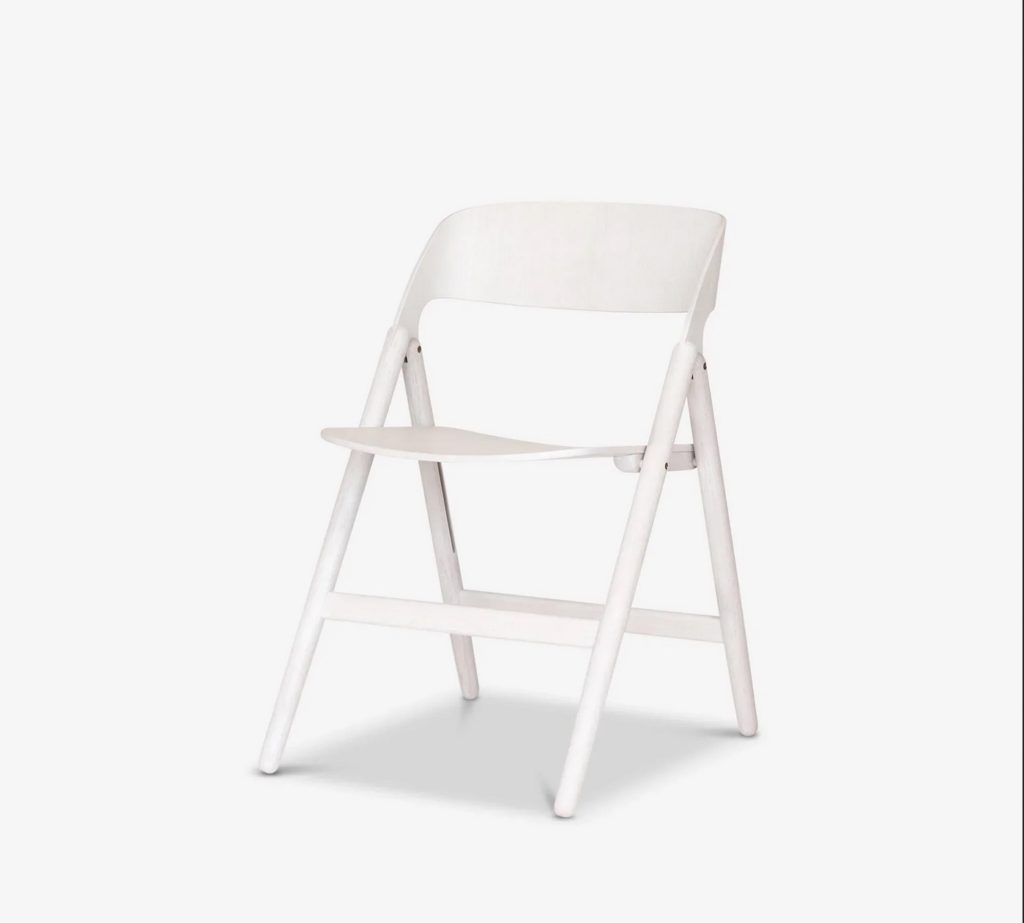 Designer folding chair in white